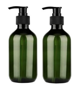 pump bottle dispenser, yebeauty 10oz/300ml empty plastic shower refillable dispenser soap shampoo pump dispenser containers with pump multipurpose for cosmetic kitchen bathroom, 2-pack green