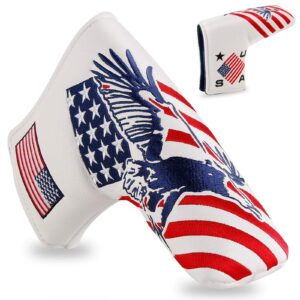 golf putter head covers mallet headcover club pu leather protector cover magnetic closure usa fits all putters for men women (usa eagle blade)