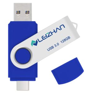 leizhan 128gb dual port usb c flash drive picture stick compatible with samsung galaxy s10+, s10e, s10,s9, note 9, s8, s8 plus, blue
