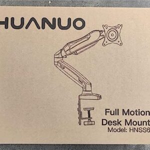 HUANUO Single Monitor Mount, 13 to 32 Inch Gas Spring Monitor Arm, Adjustable Stand, Vesa Mount with Clamp and Grommet Base - Fits 4.4 to 19.8lbs LCD Computer Monitors