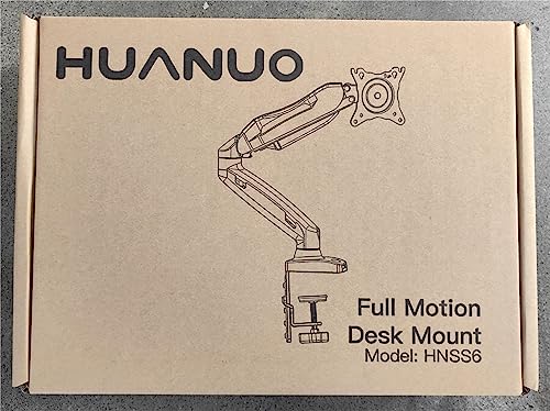 HUANUO Single Monitor Mount, 13 to 32 Inch Gas Spring Monitor Arm, Adjustable Stand, Vesa Mount with Clamp and Grommet Base - Fits 4.4 to 19.8lbs LCD Computer Monitors