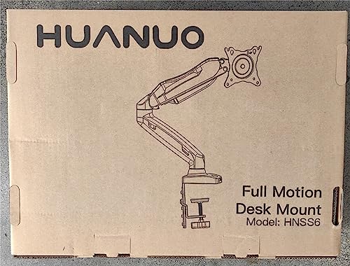 HUANUO Single Monitor Mount, 13 to 32 Inch Gas Spring Monitor Arm, Adjustable Stand, Vesa Mount with Clamp and Grommet Base - Fits 4.4 to 19.8lbs LCD Computer Monitors