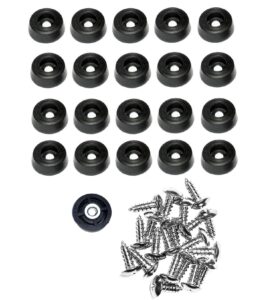 20 medium round rubber feet -w/stainless steel screws .312 h x .859 d - made in usa - great for cutting boards, electronics, hobby - food safe/rohs compliant