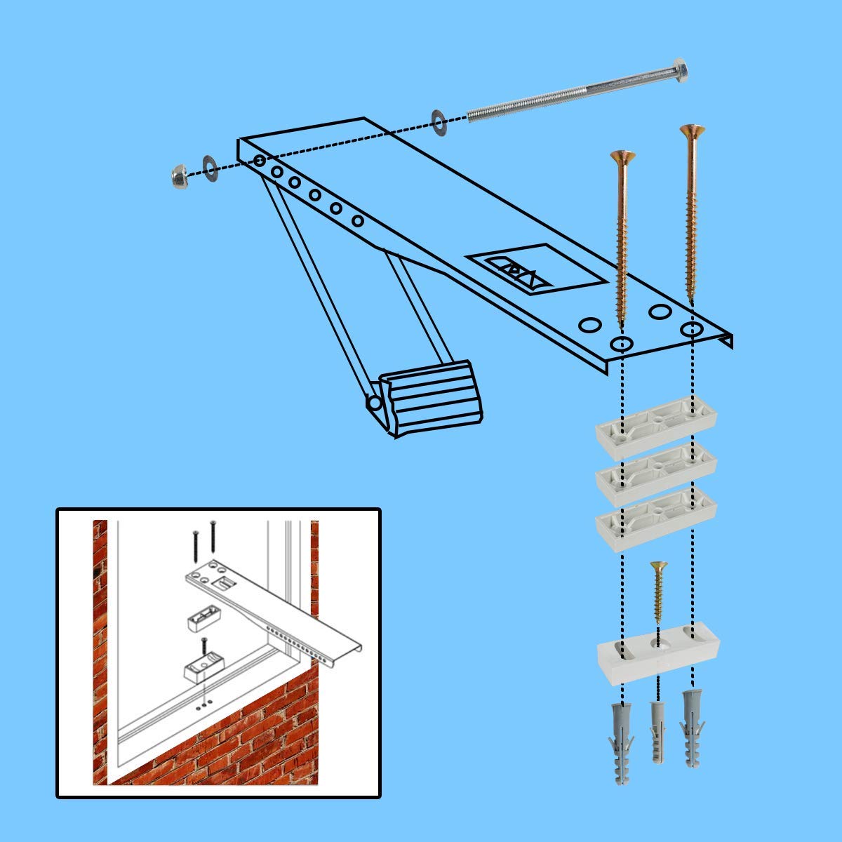 Air Jade Window Air Conditioner Bracket, Up to 85 lbs, Designed to Fit 5,000 to 12,000 BTU Sized Small Unit, Light Duty Universal AC Support Brackets (S)