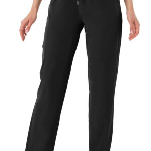 BGOWATU Women's Hiking Cargo Pants Quick Dry Lightweight Water Resistant Joggers Pants Zipper Pockets (Black,US L)