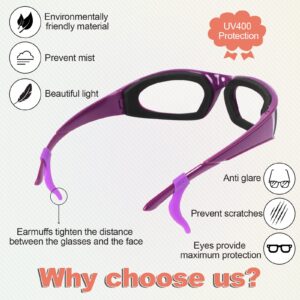 shenghang Onion Goggles Tear Free Saftey Glasses for Kitchen。Anti-tear, Dustproof, Anti-fog, Windproof。 (Purple)