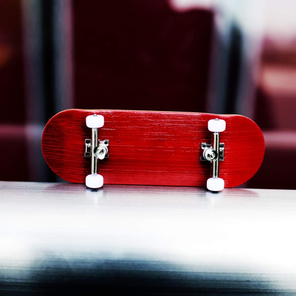 NOAHWOOD Fingerboard Complete PRO 6-Layer Bamboo Handmade Fingerboards NW5.0 Deck (100x33mm Deck+NW3.0 King Trucks 34mm Silvery +2.0 White Wheels) King of Skate Red