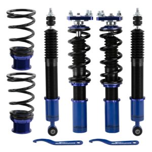 maxpeedingrods coilovers for ford mustang 1994-2004, 4pcs complete assemblies coilovers suspension kit, coil struts shock absorber adjustable height lowering kit by 1-3”, blue