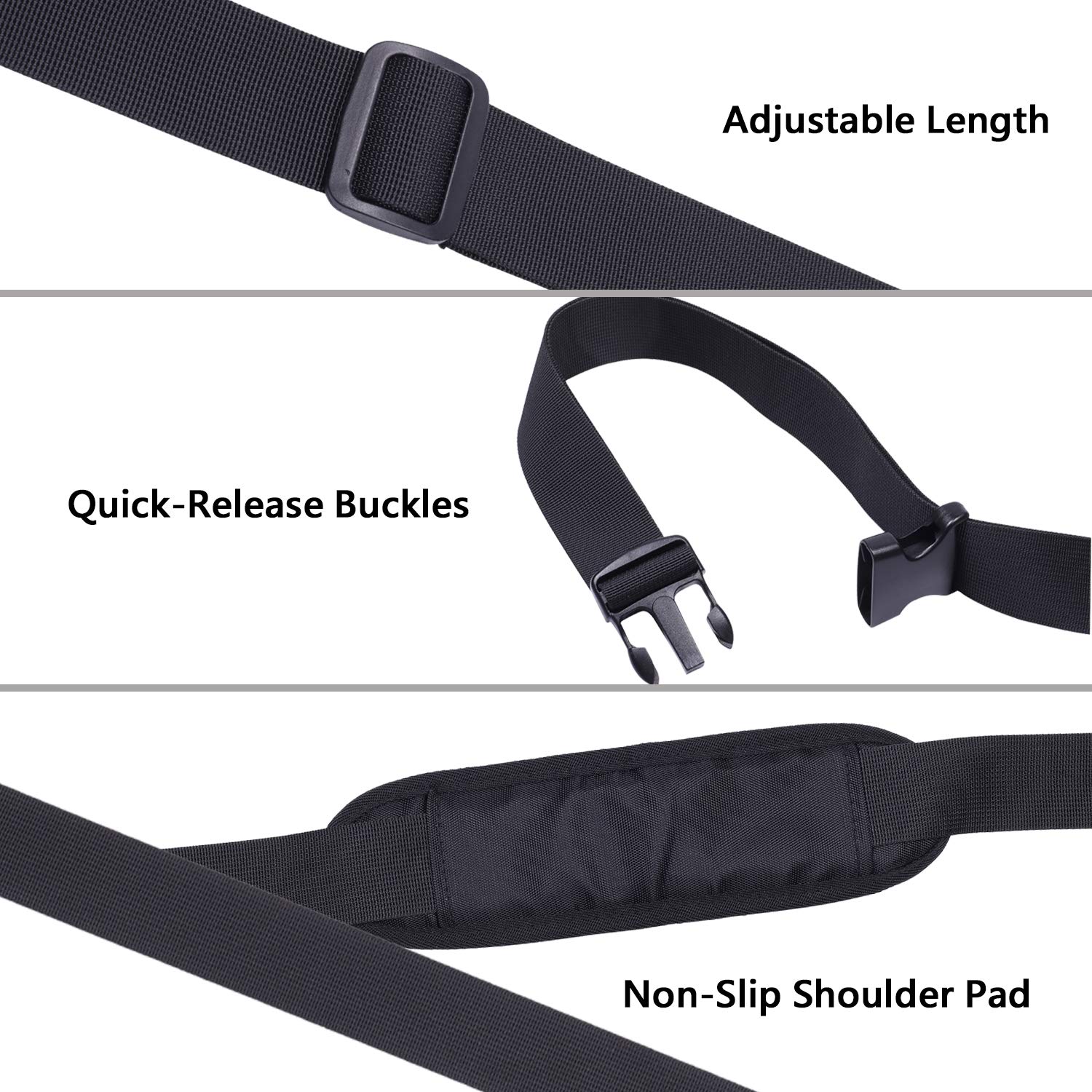 Epessa Adjustable Shoulder Strap for Kick Scooter, Black, 88 lbs