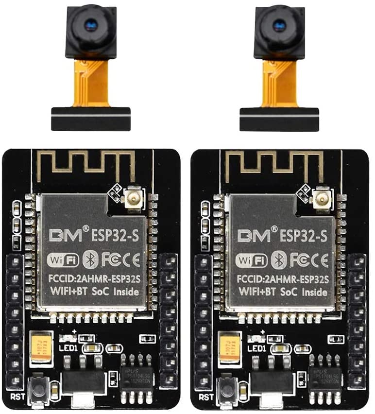 2 PCS ESP32-CAM W-BT Development Board, Aideepen 2PCS ESP32 DC 5V Dual-core WL with OV2640 Camera TF Card Module