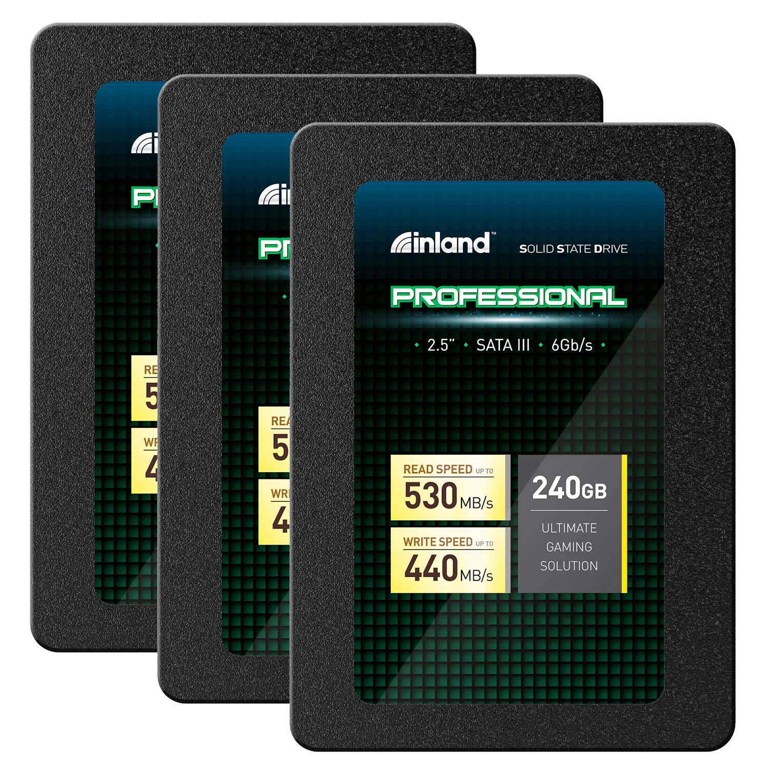 INLAND Professional 3 Pack 240GB SSD 3D NAND SATA III 6Gb/s 2.5" 7mm Internal Solid State Drive (3x240GB)