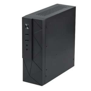 goodisory mx01 secc fanless mini itx htpc chassis with 3.5" hard drive bay and vertical stand foot (black)