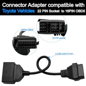 Goliton 22 Pin OBD1 to 16 Pin OBD2 Convertor Adapter Cable Compatible with Toyota Diagnostic Scanner