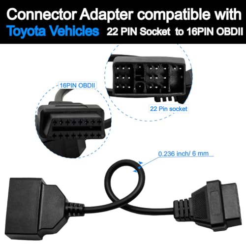 Goliton 22 Pin OBD1 to 16 Pin OBD2 Convertor Adapter Cable Compatible with Toyota Diagnostic Scanner