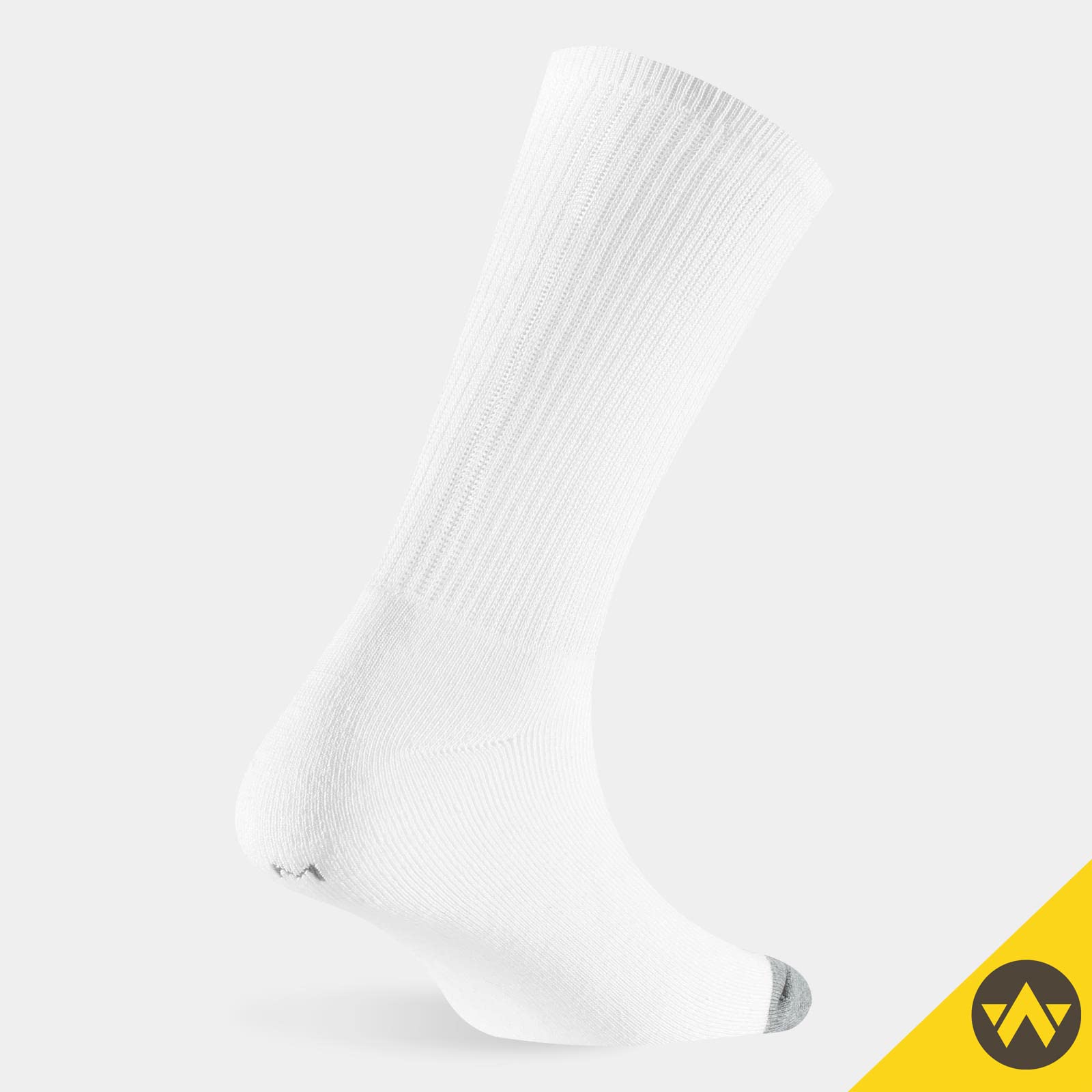 WANDER Men's Cushion Crew Socks 6-Pack Running Socks Men Cotton Athletic Sport Work Shoes White 12-15