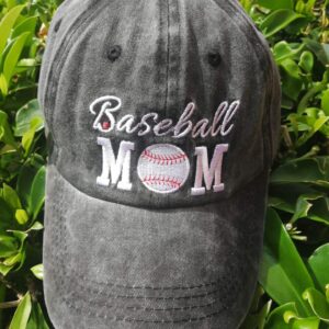 HHNLB Baseball Mom 1 Vintage Jeans Baseball Cap for Men and Women (Embroidered Ponytail Black, One Size)