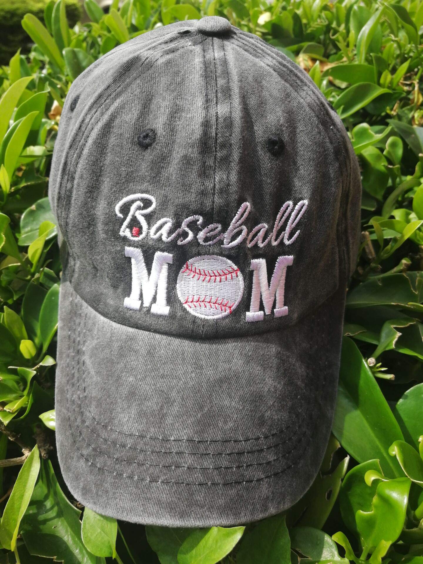 HHNLB Baseball Mom 1 Vintage Jeans Baseball Cap for Men and Women (Embroidered Ponytail Black, One Size)