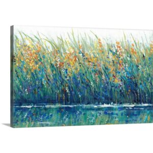 greatbigcanvas wildflower reflection ii canvas wall art print, floral home decor artwork, 36"x24"x1.5"