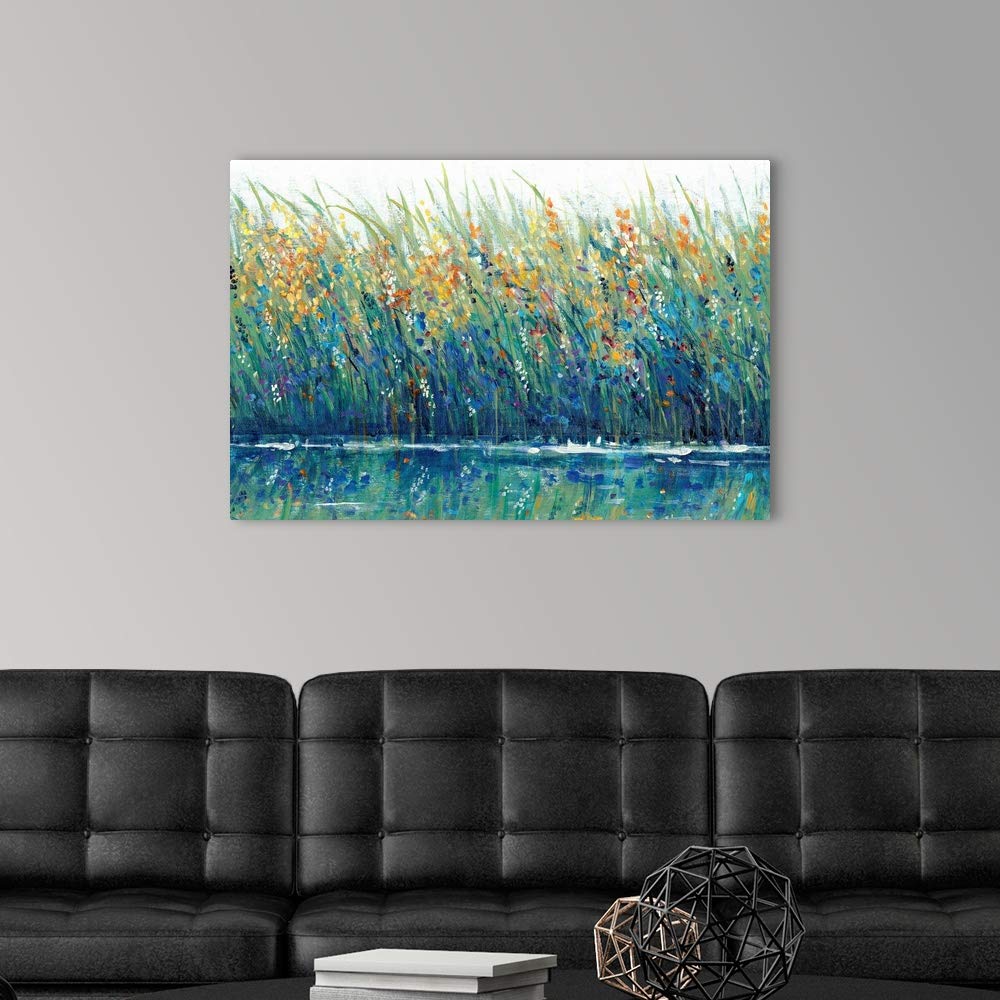 GREATBIGCANVAS Wildflower Reflection II Canvas Wall Art Print, Floral Home Decor Artwork, 36"x24"x1.5"