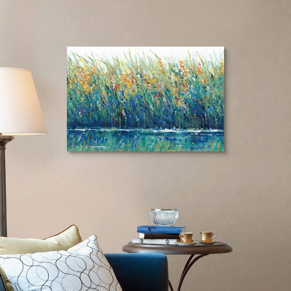 GREATBIGCANVAS Wildflower Reflection II Canvas Wall Art Print, Floral Home Decor Artwork, 36"x24"x1.5"