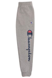 champion boys sweatpant heritage collection slim fit brushed fleece big and little boys kids (medium, oxford heather script)