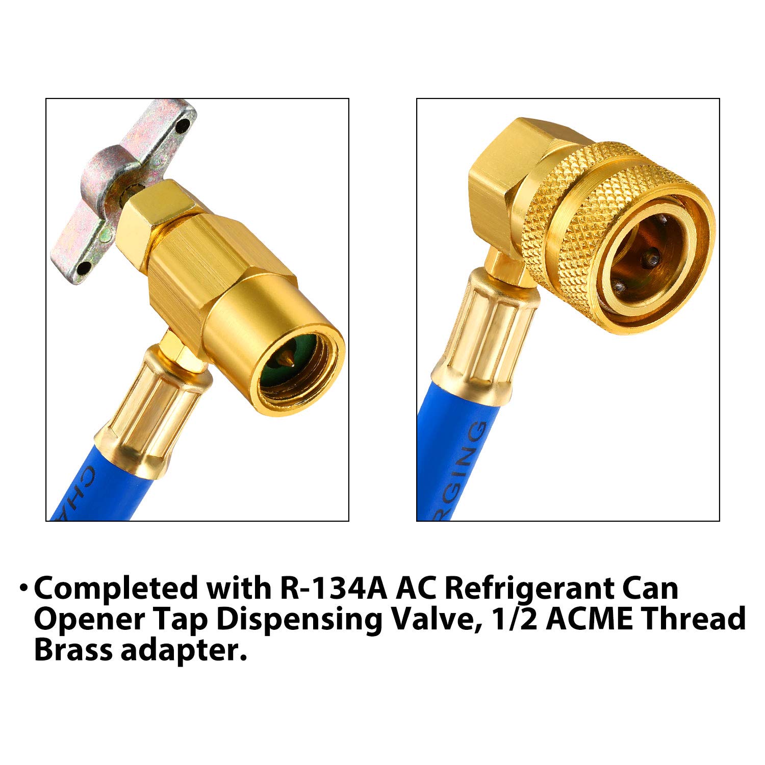 3 Pieces BPV31 Bullet Piercing Tap Valve Kits U-Charging Hose Refrigerant Can Tap with Gauge R134a Can to R12/R22 Port 1/2 Replace for AP4502525 BPV31D GPV14 GPV31 GPV38 GPV56 MPV31