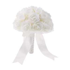 freci artificial flowers bouquet fake flowers bridal wedding bouquet for home garden party wedding decoration - white