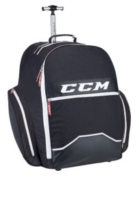 ccm hockey 390 wheeled backpack bag, black 18" l x 26" h x 17" w
