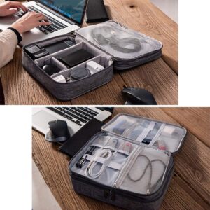 Electronics Organizer, OrgaWise Electronic Accessories Bag Travel Cable Organizer Three-Layer for iPad Mini, Kindle, Hard Drives, Cables, Chargers (Three-Layer-Grey)