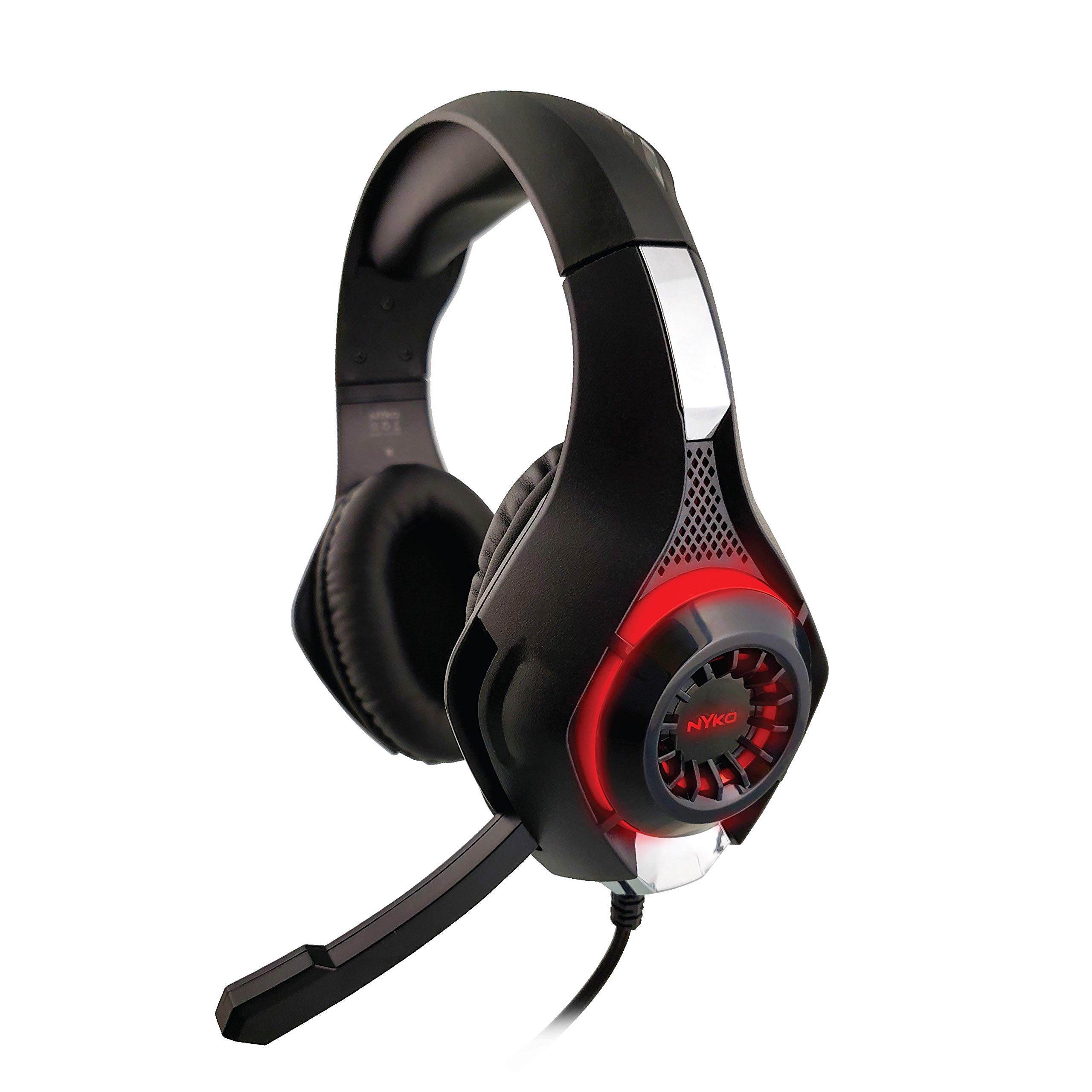 Nyko Core Universal Stereo Gaming Headset w/Retractable Microphone, Red LEDs & Soft Ear Cushions - Perfect for PS5, PS4, Xbox, PC & Nintendo Switch Gaming!