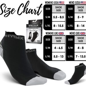 Physix Gear Sport Low Cut Socks Men & Women - Ankle Compression Running Socks (2Pair Blk-Gry L/XL)