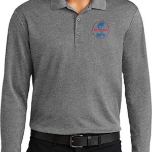 Ford Mustang Shelby Blue and Red Long Sleeve Polo, Grey Small