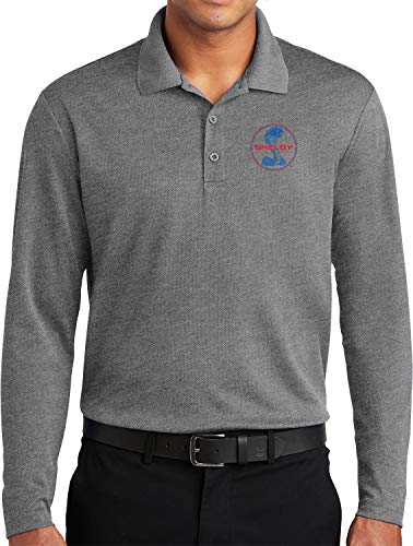 Ford Mustang Shelby Blue and Red Long Sleeve Polo, Grey Small