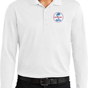 Ford Mustang Shelby Blue and Red Long Sleeve Polo, White Large