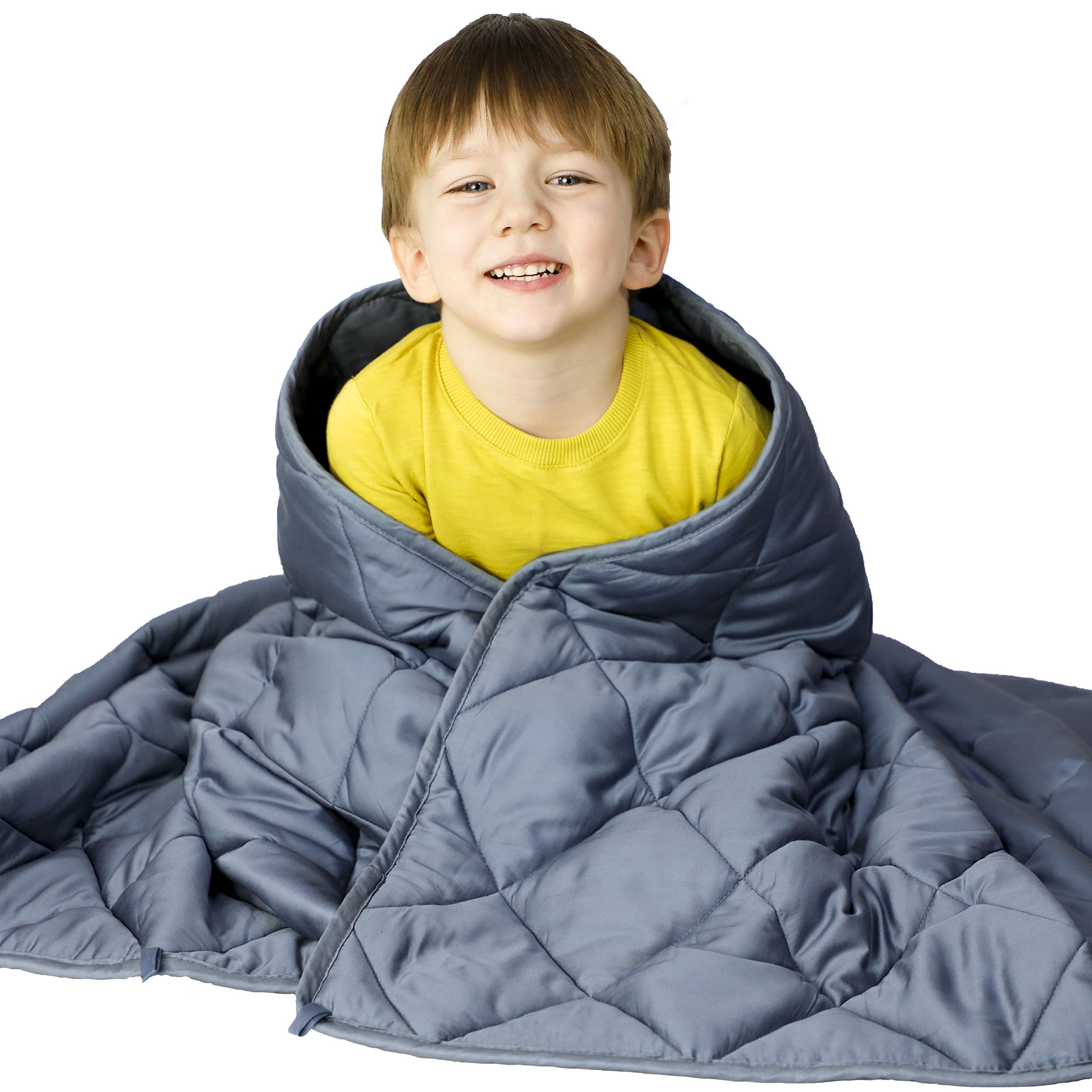 WONAP Cooling Weighted Blanket for Kids | 100% Natural Bamboo Viscose | 10 lbs | 41"x60" | Heavy Blanket | Folkstone Grey…