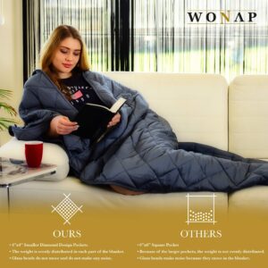 WONAP Cooling Weighted Blanket for Kids | 100% Natural Bamboo Viscose | 10 lbs | 41"x60" | Heavy Blanket | Folkstone Grey…