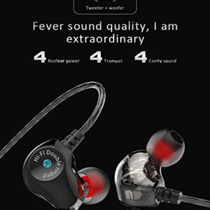 Earphones Wired in Ear Headphones Earbud High Resolution Heavy Bass with Mic,Dual Dynamic Drivers,Earbuds Compatible with iOS, Android, Laptop with 3.5mm Stereo Jack. (Black)