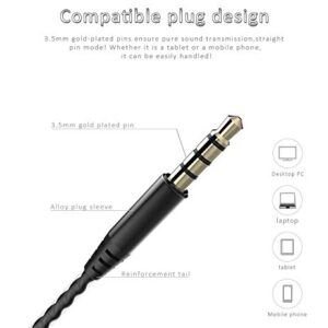 Earphones Wired in Ear Headphones Earbud High Resolution Heavy Bass with Mic,Dual Dynamic Drivers,Earbuds Compatible with iOS, Android, Laptop with 3.5mm Stereo Jack. (Black)