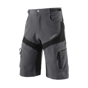 bergrisar men's cycling shorts mountain bike shorts bicycle shorts biking shorts zipper pockets 1806bg grey size x-large