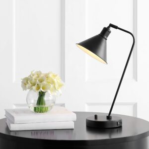 safavieh lighting collection vance black 20-inch bedroom living room home office desk dorm study nightstand task table lamp (led bulb included)