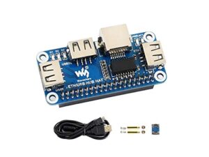 ethernet/usb hub hat expansion board for raspberry pi 4 b/3 b+/3 b/2 b/zero/zero w /2 w/zero wh/2wh, with 1 rj45 10/100m ethernet port, 3 usb ports compatible with usb2.0/1.1