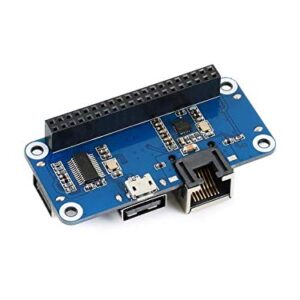 Ethernet/USB HUB HAT Expansion Board for Raspberry Pi 4 B/3 B+/3 B/2 B/Zero/Zero W /2 W/Zero WH/2WH, with 1 RJ45 10/100M Ethernet Port, 3 USB Ports Compatible with USB2.0/1.1