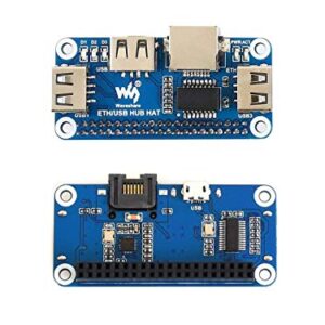 Ethernet/USB HUB HAT Expansion Board for Raspberry Pi 4 B/3 B+/3 B/2 B/Zero/Zero W /2 W/Zero WH/2WH, with 1 RJ45 10/100M Ethernet Port, 3 USB Ports Compatible with USB2.0/1.1