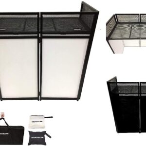 DJ Event Facade White/Black Scrim Metal Frame Booth + 20" x 40" Flat Table Top Includes Both White and Black Panels + Carrying Cases!