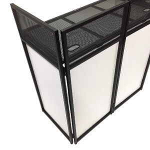 DJ Event Facade White/Black Scrim Metal Frame Booth + 20" x 40" Flat Table Top Includes Both White and Black Panels + Carrying Cases!