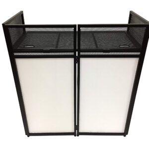 DJ Event Facade White/Black Scrim Metal Frame Booth + 20" x 40" Flat Table Top Includes Both White and Black Panels + Carrying Cases!