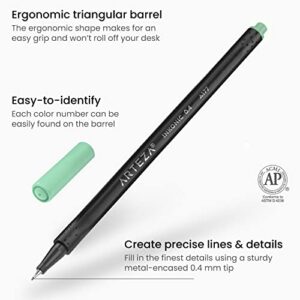 ARTEZA Inkonic Fineliners, Set of 72, 0.4 mm Tips Fine Point Markers, Assorted Art Pens, Water-Based Fine Tip Markers for Drawing, Sketching, Journaling, Calligraphy