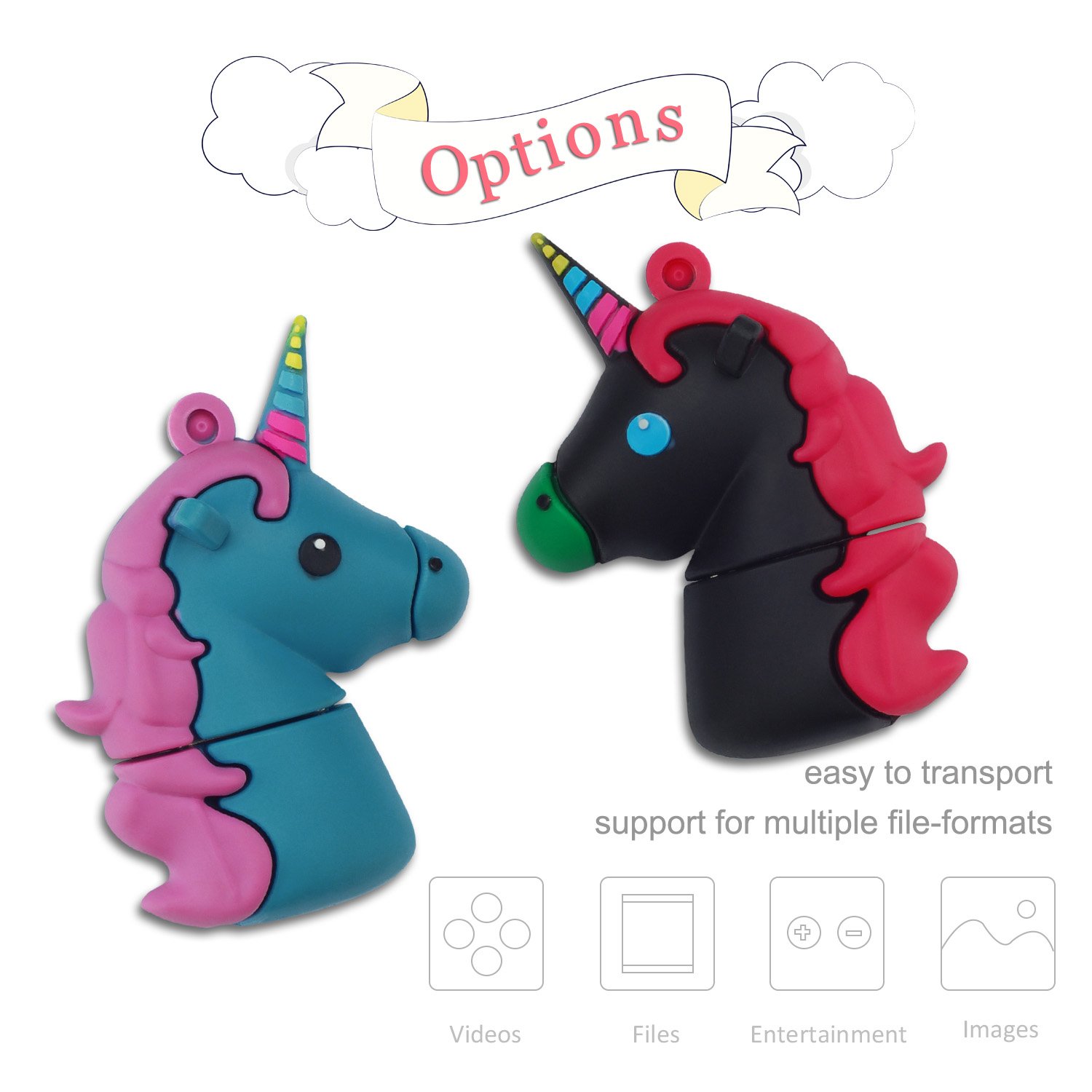 32GB Unicorn USB Flash Drive Pack of 4 Pendrives Kids Pen Drive Student Storage Zip Drive