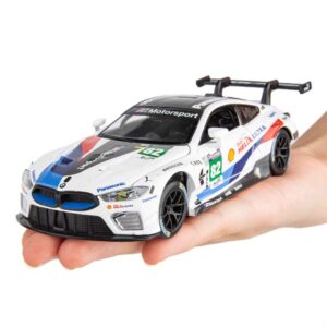 TGRCM-CZ Diecast Model Cars Toy Cars, M8 GTE #82 1:32 Scale Alloy Pull Back Toy Car with Sound and Light Toy for Girls and Boys Kids Toys