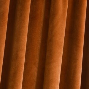 Roslynwood Home Velvet Orange Curtain 96 inch - Heavy Duty Curtains Energy Efficient Room Darkening Rod Pocket Drapes Window Covering Set for Home Theatre/Living Room, 52Wx96L Orange/2 Panels